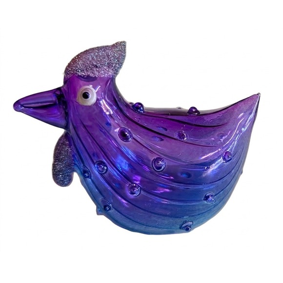 Pier 1 Other - Pier 1 Imports Blanche the Bumpy Chicken, Purple / Blue Glass, 2.5" x 2.25"